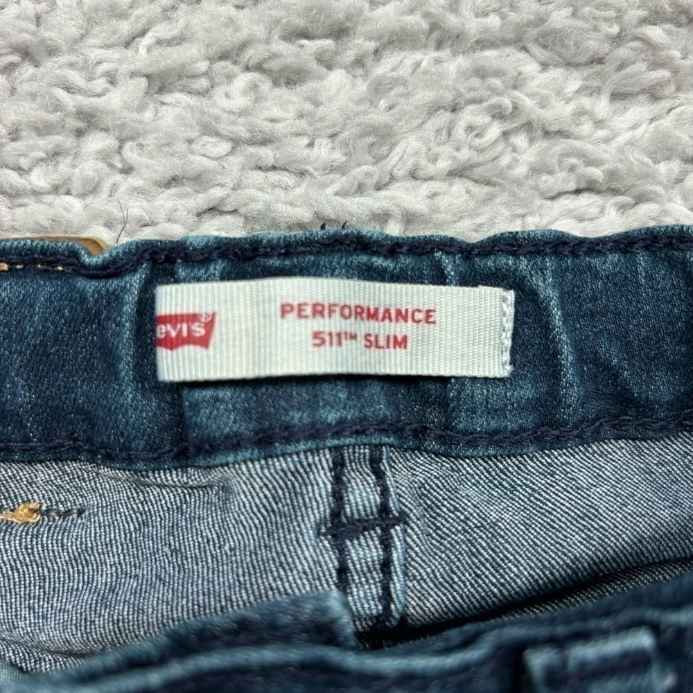 Levi's Jeans Boys 7 Slim 511 Straight Dark Wash Casual Adjustable Waist Denim